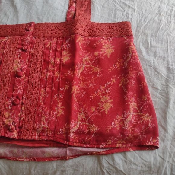 New KREWE red tropical print crop top - Picture 2 of 8